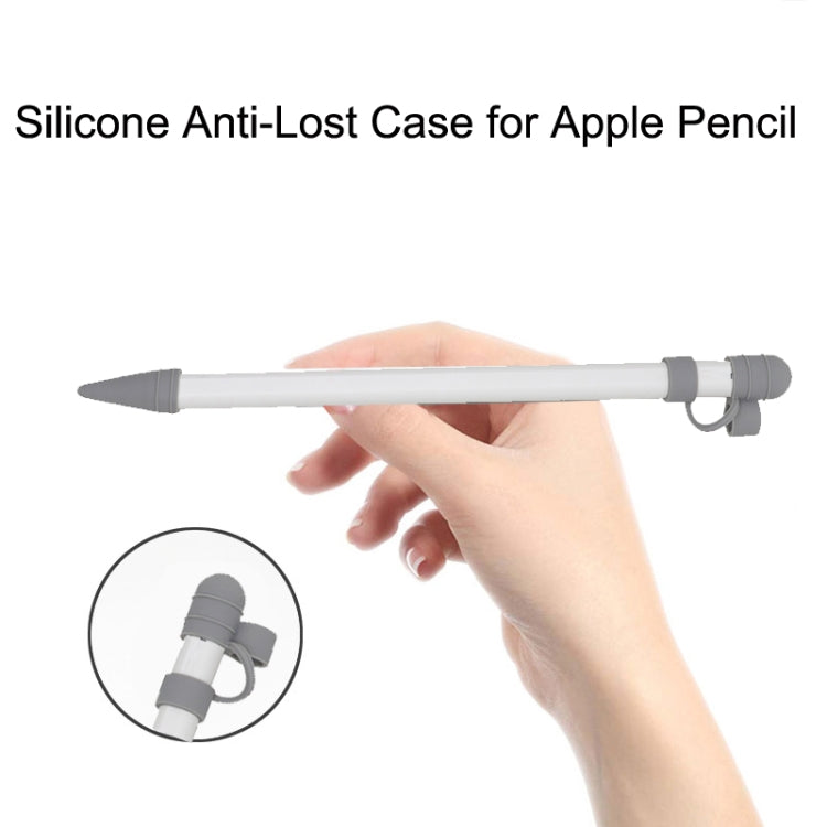 Bộ 3 trong 1 gồm vỏ bảo vệ silicone + nắp cảm ứng bút + hộp bút Nip cho Apple Pencil, màu xám, trắng