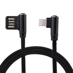 Cáp sạc đồng bộ dữ liệu 1m 2.4A USB sang 8 chân thiết kế đầu gập đôi kiểu dệt nylon, 8 chân màu xanh đậm, 8 chân màu xanh dương, 8 chân màu đỏ, 8 chân màu đen, 8 chân màu cà phê
