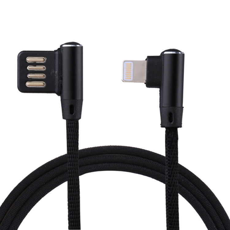 Cáp sạc đồng bộ dữ liệu 1m 2.4A USB sang 8 chân thiết kế đầu gập đôi kiểu dệt nylon, 8 chân màu xanh đậm, 8 chân màu xanh dương, 8 chân màu đỏ, 8 chân màu đen, 8 chân màu cà phê