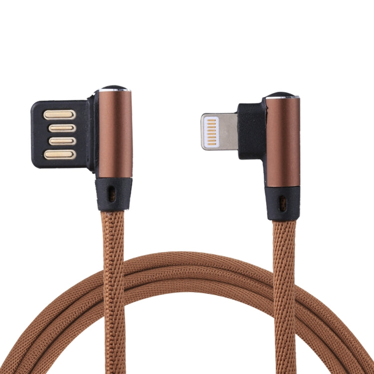 Cáp sạc đồng bộ dữ liệu 1m 2.4A USB sang 8 chân thiết kế đầu gập đôi kiểu dệt nylon, 8 chân màu xanh đậm, 8 chân màu xanh dương, 8 chân màu đỏ, 8 chân màu đen, 8 chân màu cà phê