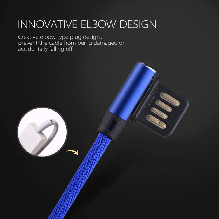 Cáp sạc đồng bộ dữ liệu 1m 2.4A USB sang 8 chân thiết kế đầu gập đôi kiểu dệt nylon, 8 chân màu xanh đậm, 8 chân màu xanh dương, 8 chân màu đỏ, 8 chân màu đen, 8 chân màu cà phê