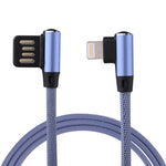 Cáp sạc đồng bộ dữ liệu 1m 2.4A USB sang 8 chân thiết kế đầu gập đôi kiểu dệt nylon, 8 chân màu xanh đậm, 8 chân màu xanh dương, 8 chân màu đỏ, 8 chân màu đen, 8 chân màu cà phê