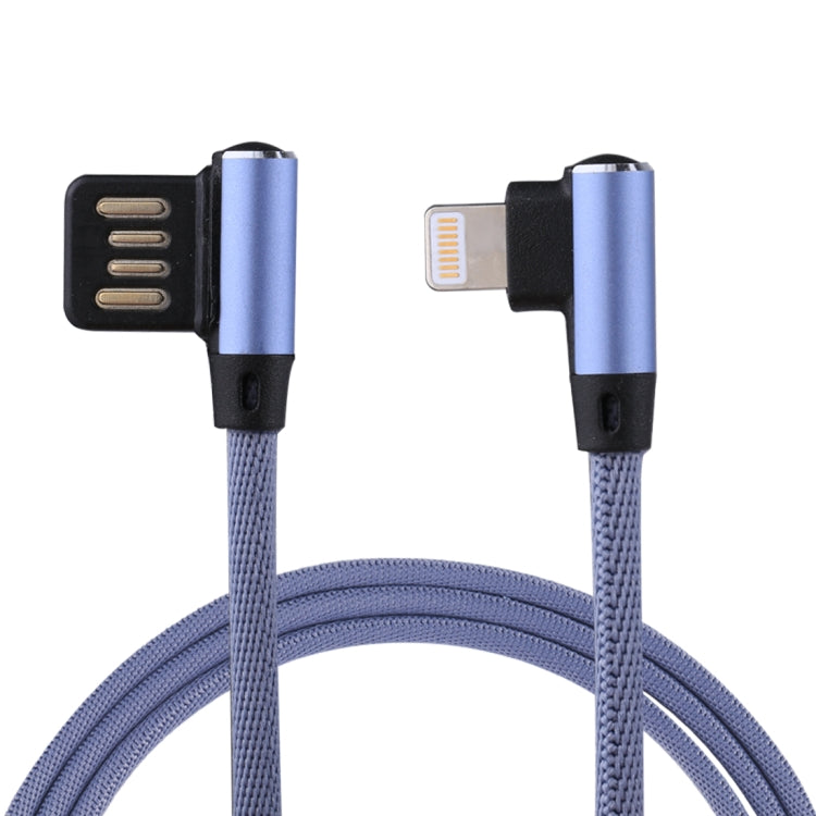 Cáp sạc đồng bộ dữ liệu 1m 2.4A USB sang 8 chân thiết kế đầu gập đôi kiểu dệt nylon, 8 chân màu xanh đậm, 8 chân màu xanh dương, 8 chân màu đỏ, 8 chân màu đen, 8 chân màu cà phê