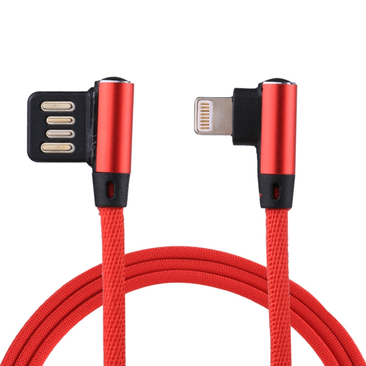 Cáp sạc đồng bộ dữ liệu 1m 2.4A USB sang 8 chân thiết kế đầu gập đôi kiểu dệt nylon, 8 chân màu xanh đậm, 8 chân màu xanh dương, 8 chân màu đỏ, 8 chân màu đen, 8 chân màu cà phê