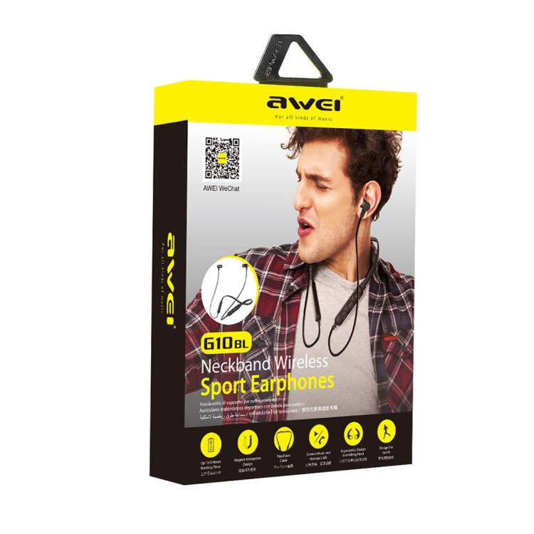 Tai nghe Bluetooth thể thao ngoài trời awei G10BL thiết kế đeo cổ thời trang, Bass nổi, Mic tích hợp, G10BL
