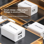 WK WP-U119 Bộ Sạc Du Lịch 10W 2 Cổng USB, Phích Cắm US, WP-U119 Phích Cắm US