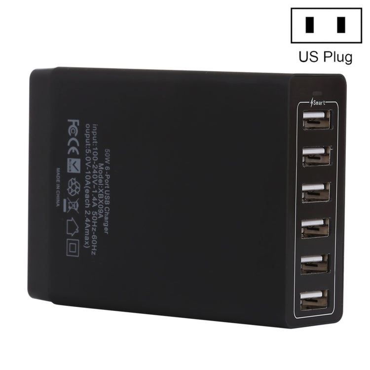 Sạc nhanh du lịch XBX09A 50W 5V 2.4A 6 cổng USB