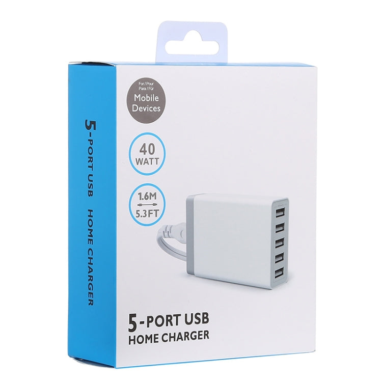 XBX09 40W 5V 8A 5 Cổng USB Sạc Nhanh Sạc Du Lịch, Phích Cắm UK (Đen), XBX09, 8A