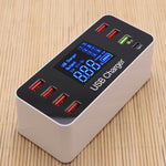 A9+ Trạm Sạc Đa Năng AC 100V~240V 8 Cổng USB Màn Hình Kỹ Thuật Số LCD Có Thể Tháo Rời Bộ Sạc Thông Minh, Hỗ Trợ QC3.0, A9+
