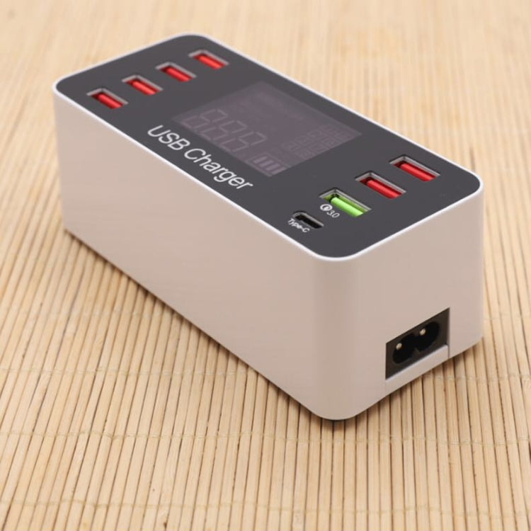A9+ Trạm Sạc Đa Năng AC 100V~240V 8 Cổng USB Màn Hình Kỹ Thuật Số LCD Có Thể Tháo Rời Bộ Sạc Thông Minh, Hỗ Trợ QC3.0, A9+