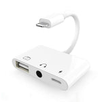 Bộ Chuyển Đổi 3 Trong 1 Đa Năng 8 Chân + 3.5mm + USB 3.0 OTG Sang 8 Chân Đực Sạc Nhanh & Âm Thanh Nhạc & Đọc Thẻ