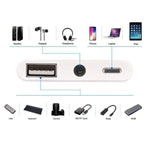 Bộ Chuyển Đổi 3 Trong 1 Đa Năng 8 Chân + 3.5mm + USB 3.0 OTG Sang 8 Chân Đực Sạc Nhanh & Âm Thanh Nhạc & Đọc Thẻ