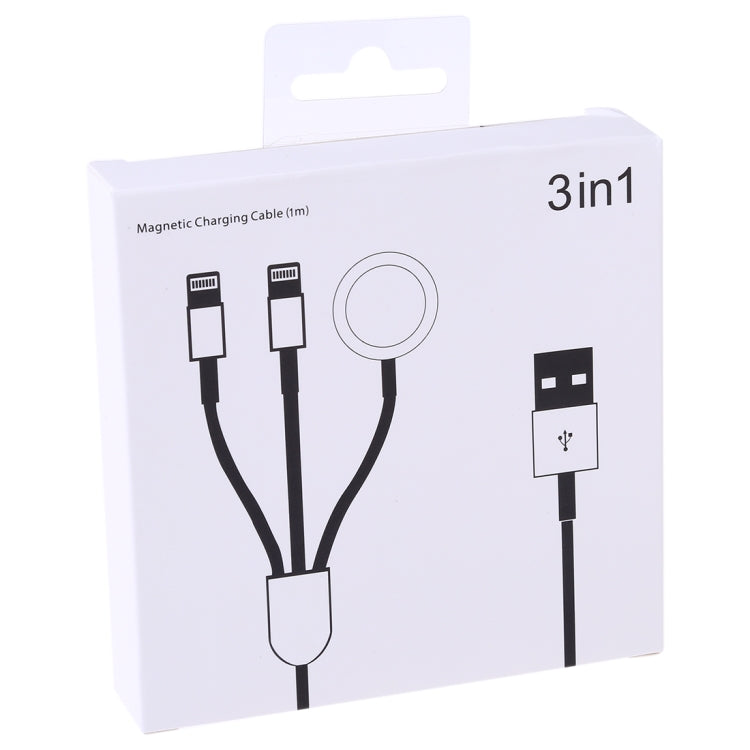 Cáp Sạc Từ Tính Đa Năng 3 Trong 1 8 Chân Cho iPhone / Apple Watch, Chiều Dài: 1m