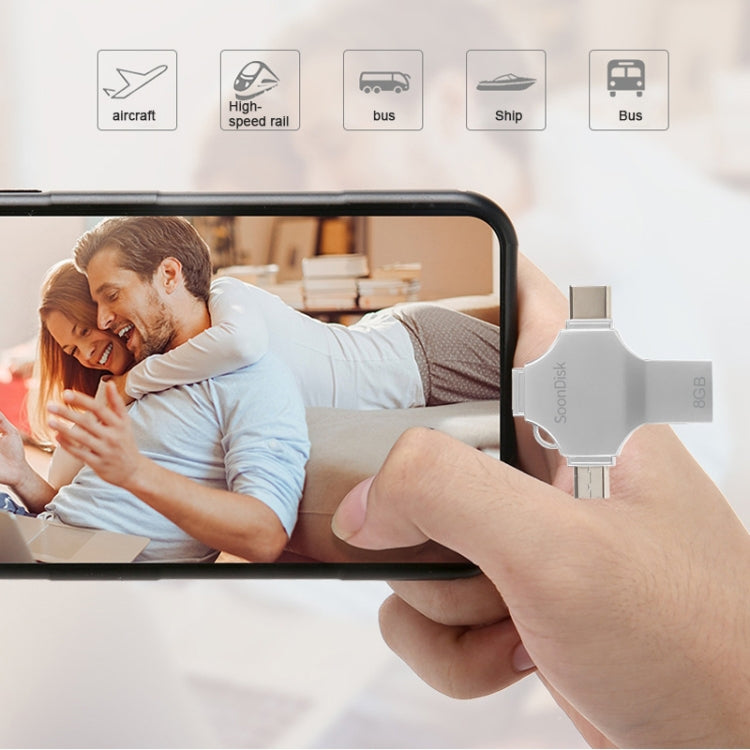 USB 4 Trong 1 8GB USB 3.0 + 8 Chân + Micro USB + USB-C / Type-C Ổ Đĩa Flash Đa Năng Có Chức Năng OTG, 8GB