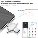 USB 4 Trong 1 64GB USB 3.0 + 8 Chân + Micro USB + USB-C / Type-C Ổ Đĩa Flash Đa Năng Có Chức Năng OTG, 64GB