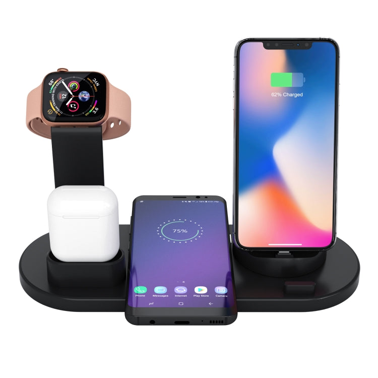 HQ-UD15 Bộ Sạc 5 Trong 1 Gồm 8 Chân + Micro USB + USB-C / Type-C + Cổng Sạc Tai Nghe 8 Chân + Đế Sạc Không Dây Có Giá Đỡ Đồng Hồ (Trắng), Có Sạc Không Dây Màu Đen, Có Sạc Không Dây Màu Trắng, Có Sạc Không Dây Màu Bạc