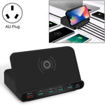 828W Bộ Sạc Đa Năng 7 Trong 1 60W QC 3.0 Gồm Cổng USB + 4 Cổng USB + Cổng USB-C / Type-C + Sạc Không Dây Có Chức Năng Giá Đỡ Điện Thoại, Phích Cắm Úc, Phích Cắm Úc Màu Đen, Phích Cắm Úc Màu Trắng