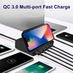 Bộ sạc đa năng 7 trong 1 828W 60W QC 3.0 giao diện USB + 4 cổng USB + giao diện USB-C / Type-C + sạc không dây kèm chức năng giá đỡ điện thoại di động, phích cắm UK, phích cắm UK màu đen, phích cắm UK màu trắng