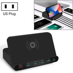 828W Bộ Sạc Đa Năng 7 Trong 1 60W QC 3.0 Gồm Cổng USB + 4 Cổng USB + Cổng USB-C / Type-C + Sạc Không Dây Có Chức Năng Giá Đỡ Điện Thoại, Phích Cắm Mỹ, Phích Cắm Mỹ Màu Đen, Phích Cắm Mỹ Màu Trắng