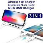 828W Bộ Sạc Đa Năng 7 Trong 1 60W QC 3.0 Gồm Cổng USB + 4 Cổng USB + Cổng USB-C / Type-C + Sạc Không Dây Có Chức Năng Giá Đỡ Điện Thoại, Phích Cắm Mỹ, Phích Cắm Mỹ Màu Đen, Phích Cắm Mỹ Màu Trắng