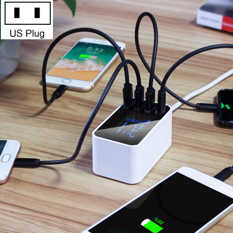 Bộ sạc đa năng CDA30 20W 3 cổng USB + cổng USB-C / Type-C có màn hình LED, phích cắm US, phích cắm US