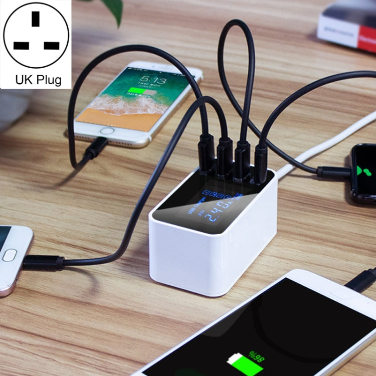 Bộ sạc đa năng CDA30 20W 3 cổng USB + cổng USB-C / Type-C có màn hình LED, phích cắm UK, phích cắm UK