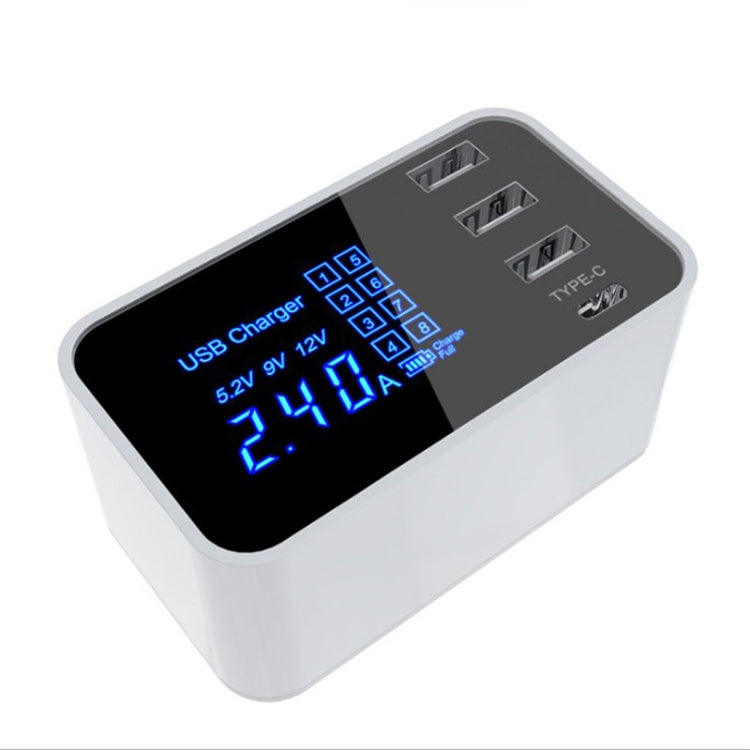 Bộ sạc đa năng CDA30 20W 3 cổng USB + cổng USB-C / Type-C có màn hình LED, phích cắm UK, phích cắm UK