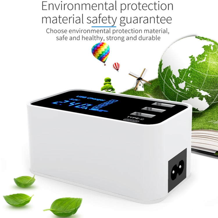 Bộ sạc đa năng CDA30 20W 3 cổng USB + cổng USB-C / Type-C có màn hình LED, phích cắm UK, phích cắm UK