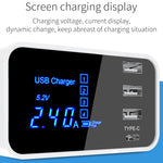 Bộ sạc đa năng CDA30 20W 3 cổng USB + cổng USB-C / Type-C có màn hình LED, phích cắm UK, phích cắm UK
