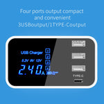 Bộ sạc đa năng CDA30 20W 3 cổng USB + cổng USB-C / Type-C có màn hình LED, phích cắm UK, phích cắm UK