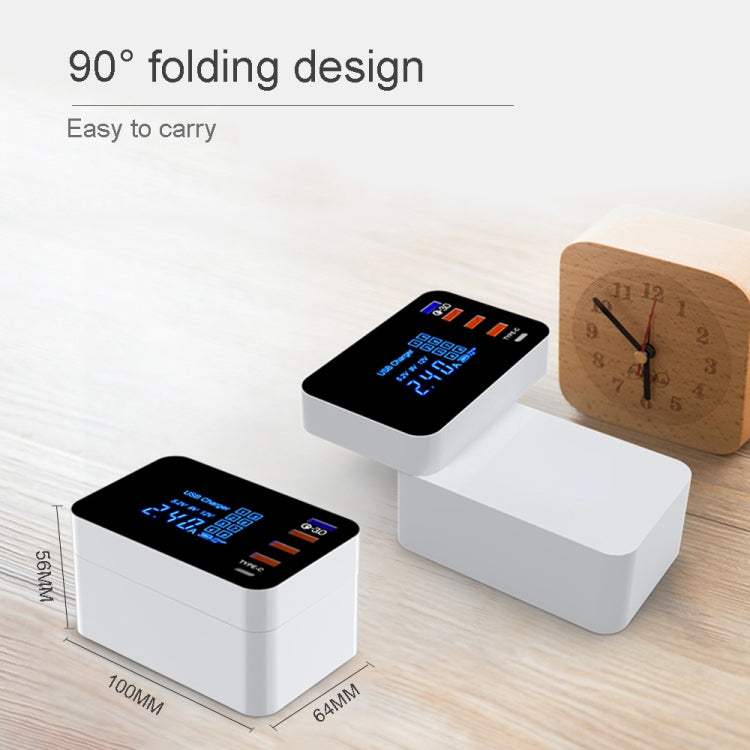 Bộ sạc đa năng CDA33Q 40W QC 3.0 USB + 3 cổng USB + cổng USB-C / Type-C có màn hình LED, phích cắm AU, phích cắm AU