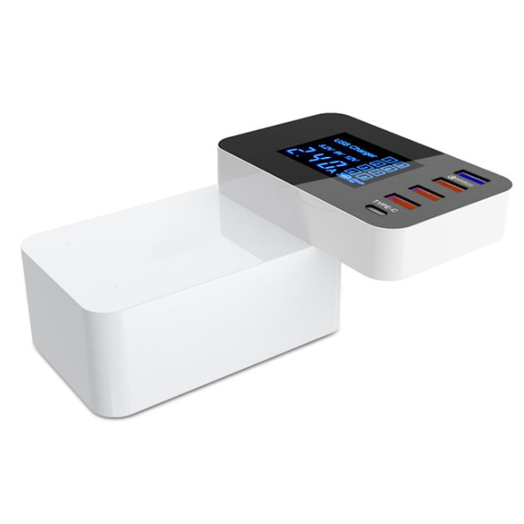 Bộ sạc đa năng CDA33Q 40W QC 3.0 USB + 3 cổng USB + cổng USB-C / Type-C có màn hình LED, phích cắm UK, phích cắm UK