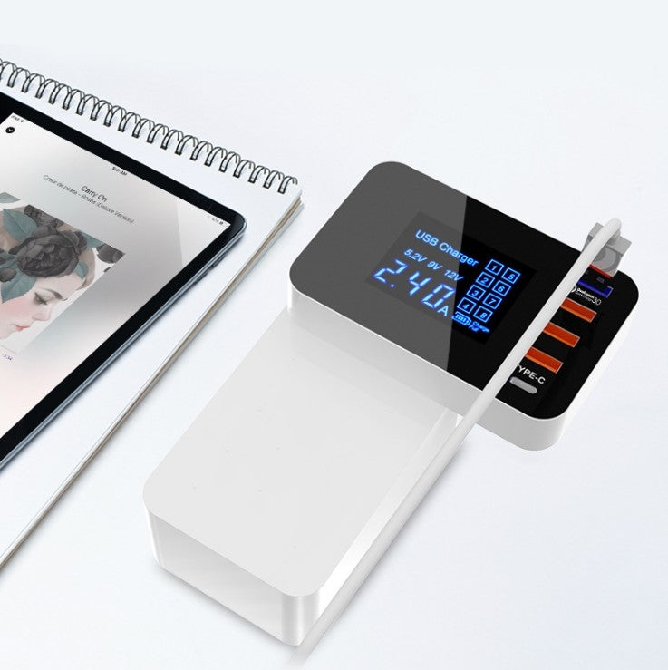 Bộ sạc đa năng CDA33Q 40W QC 3.0 USB + 3 cổng USB + cổng USB-C / Type-C có màn hình LED, phích cắm UK, phích cắm UK