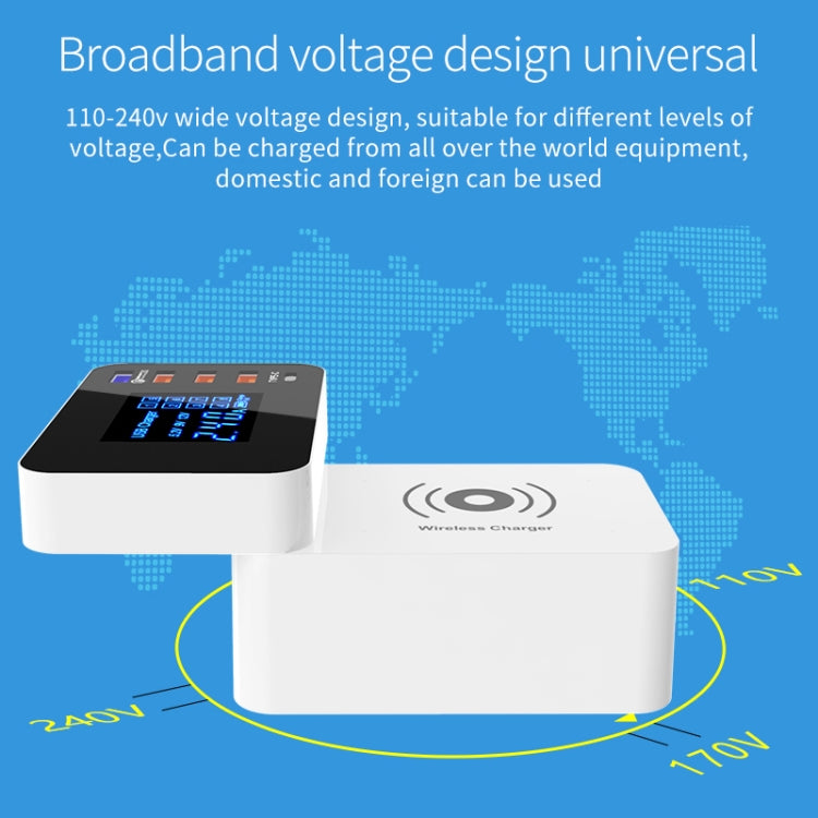 Bộ sạc đa năng CDA33Q 40W QC 3.0 USB + 3 cổng USB + cổng USB-C / Type-C có màn hình LED, phích cắm UK, phích cắm UK
