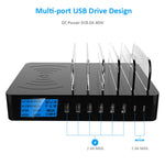 Bộ sạc đa năng 50W 6 cổng USB + 2 cổng USB-C / Type-C + sạc không dây có màn hình LED & viền tháo rời, phích cắm EU, phích cắm EU
