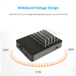 Bộ sạc đa năng 50W 6 cổng USB + 2 cổng USB-C / Type-C + sạc không dây có màn hình LED & viền tháo rời, phích cắm EU, phích cắm EU