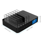 Bộ sạc đa năng 50W 6 cổng USB + 2 cổng USB-C / Type-C + sạc không dây có màn hình LED & viền tháo rời, phích cắm US, phích cắm US