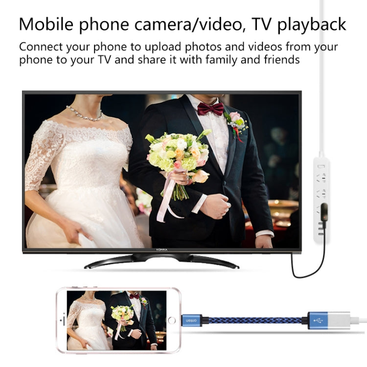 Cáp chuyển đổi Onten 7562 USB cái sang HDMI cho điện thoại lên HDTV, dùng cho iPhone / Android
