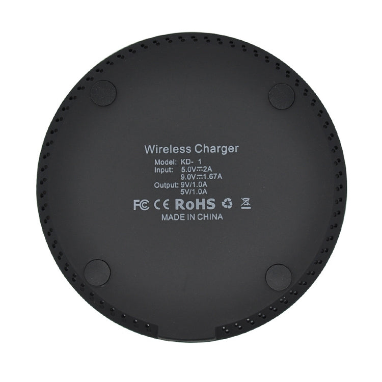 Sạc không dây siêu mỏng KD-1 10W sạc nhanh cho điện thoại Android & iPhone, Sạc nhanh, Màu đen