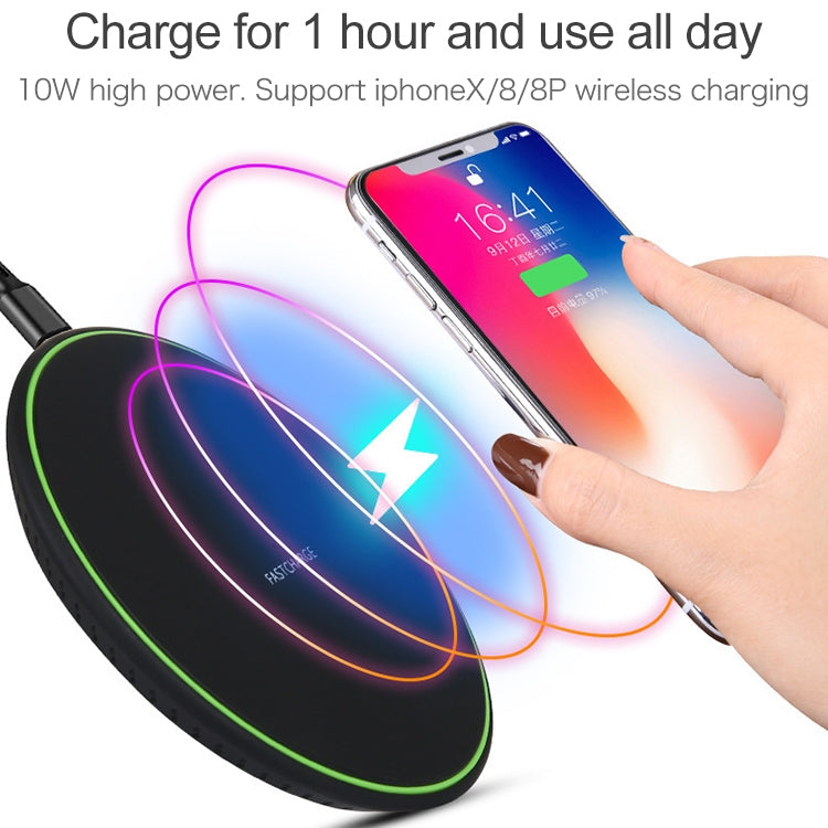 Sạc không dây siêu mỏng KD-1 10W sạc nhanh cho điện thoại Android & iPhone, Sạc nhanh, Màu đen