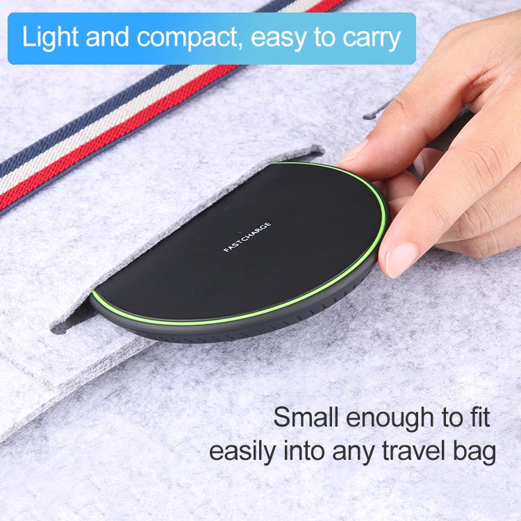 Sạc không dây siêu mỏng KD-1 10W sạc nhanh cho điện thoại Android & iPhone, Sạc nhanh, Màu đen