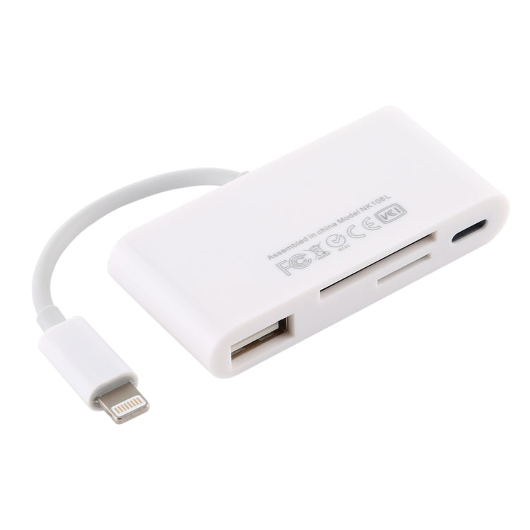 Bộ chuyển đổi đầu đọc thẻ camera NK-108L 8 chân sang USB + thẻ TF + thẻ SD, tương thích với hệ điều hành IOS 9.1 trở lên, NK-108L