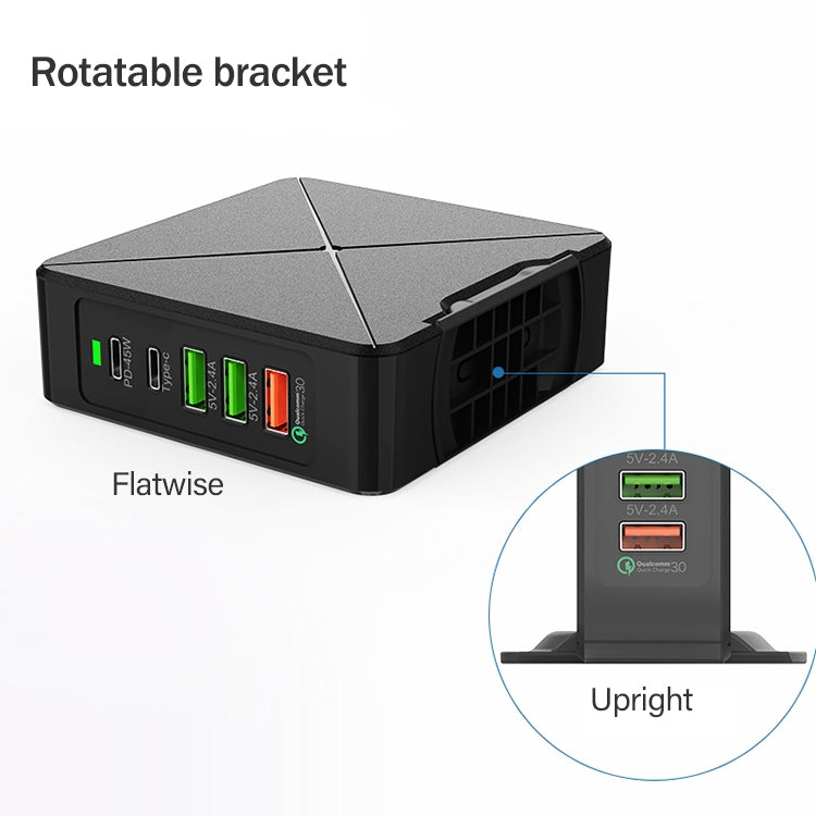 Bộ sạc để bàn F88 với 3 cổng USB + 2 cổng USB-C / Type-C QC3.0, F88