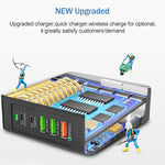 Bộ sạc để bàn F88W với 3 cổng USB + 2 cổng USB-C / Type-C QC3.0 có chức năng sạc không dây, F88W