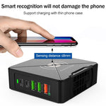 Bộ sạc để bàn F88W với 3 cổng USB + 2 cổng USB-C / Type-C QC3.0 có chức năng sạc không dây, F88W