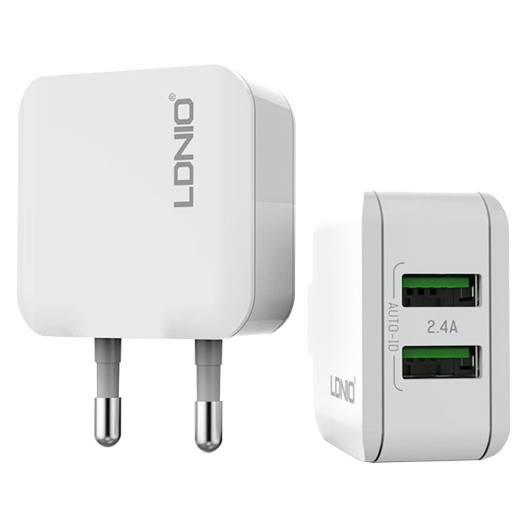 LDNIO A2201 Đầu Sạc Đôi USB 2.4A Sạc Trực Tiếp Du Lịch Bộ Chuyển Đổi Điện Thoại Kèm Cáp Dữ Liệu Type-C, Type-C