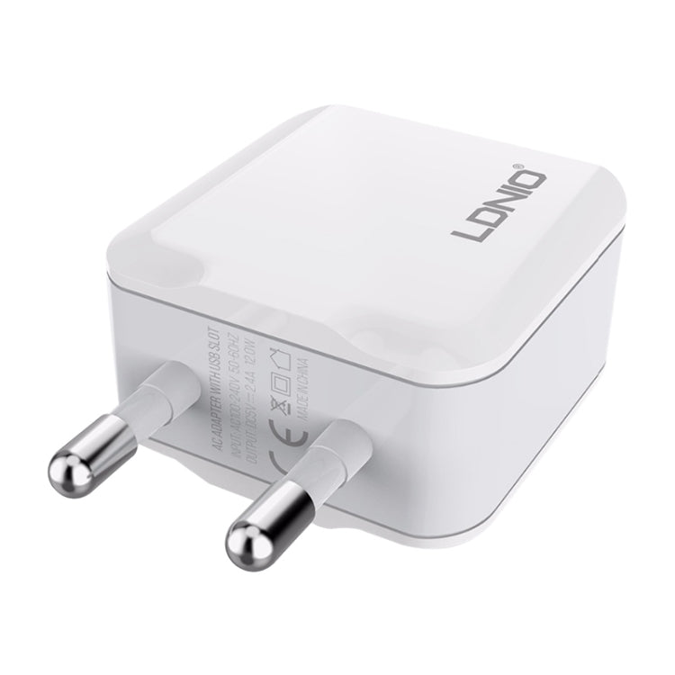 LDNIO A2201 Đầu Sạc Đôi USB 2.4A Sạc Trực Tiếp Du Lịch Bộ Chuyển Đổi Điện Thoại Kèm Cáp Dữ Liệu Type-C, Type-C