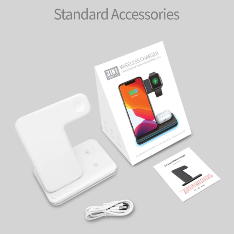 Sạc không dây từ tính đứng Z5A QI cho điện thoại di động & Apple Watch & AirPods / Samsung Galaxy Buds / Huawei Free Buds, có đèn vòng cảm ứng, Z5A