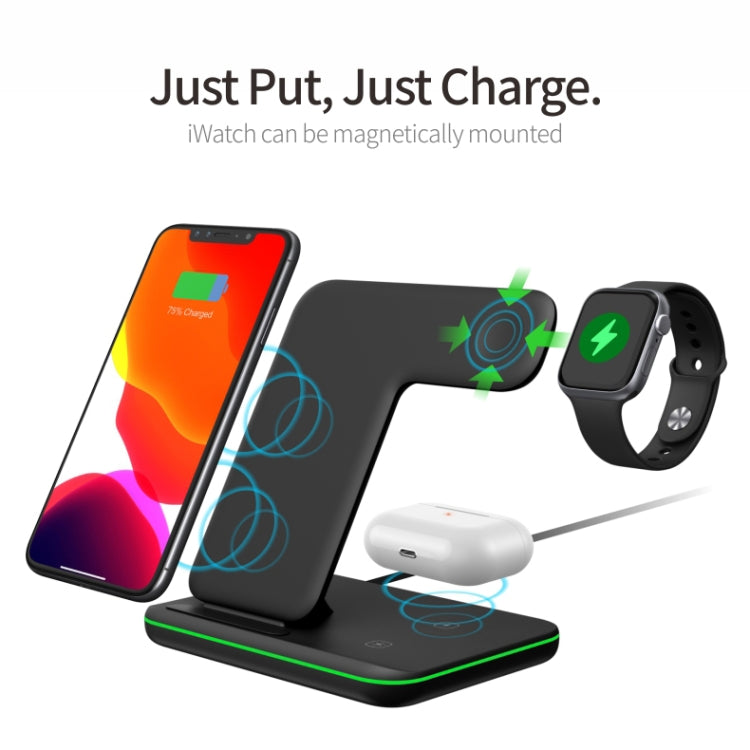 Sạc không dây từ tính đứng Z5A QI cho điện thoại di động & Apple Watch & AirPods / Samsung Galaxy Buds / Huawei Free Buds, có đèn vòng cảm ứng, Z5A