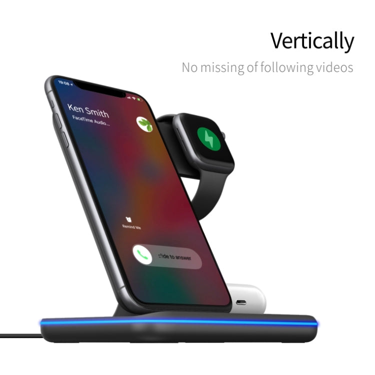 Sạc không dây từ tính đứng Z5A QI cho điện thoại di động & Apple Watch & AirPods / Samsung Galaxy Buds / Huawei Free Buds, có đèn vòng cảm ứng, Z5A